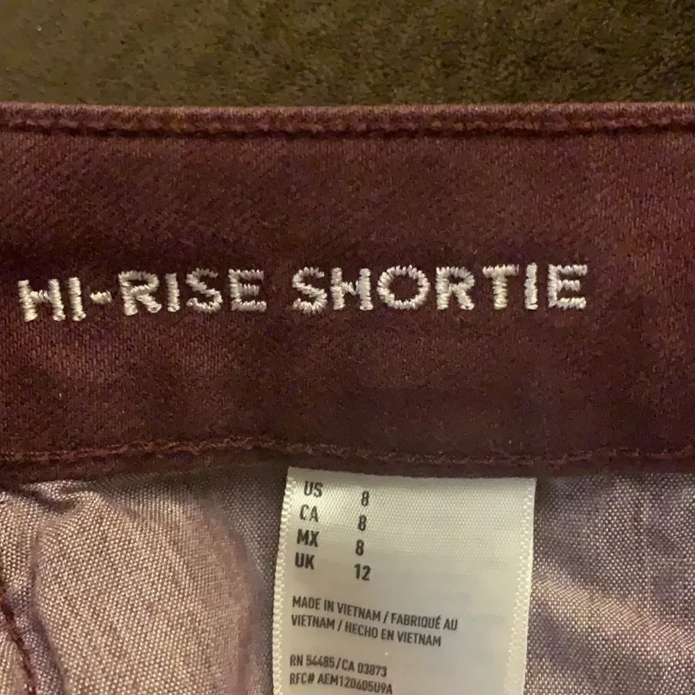 CUTE FRAYED HEM AMERICAN EAGLE 8 HI-RISE SHORTIES shorts
